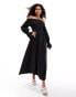 Фото #1 товара Glamorous off shoulder shirred waist maxi dress in black