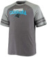 Men's Big and Tall Charcoal, Heathered Gray Carolina Panthers Two-Stripe Tri-Blend Raglan T-shirt