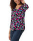 Women's Printed Moss-Crepe 3/4-Sleeve Top Jones Black, L - фото #3