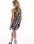 Daisy Street mini shift dress with bust and waist detail in black ditsy