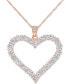 Фото #1 товара Macy's lab-Created Moissanite Heart 18" Pendant Necklace (2-2/5 ct. t.w.) in 18k Rose Gold-Plated Sterling Silver