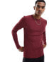 Фото #1 товара ASOS DESIGN muscle fit long sleeved t-shirt in burgundy with rib detail