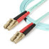 Фото #4 товара StarTech.com Aqua OM4 Duplex Multimode Fiber Optic Cable - 100 Gb - 50/125 - LSZH - LC/LC - 1 m~1m (3ft) LC/UPC to LC/UPC OM4 Multimode Fiber Optic Cable - 50/125µm LOMMF/VCSEL Zipcord Fiber - 100G Networks - Low Insertion Loss - LSZH Fiber Patch Cord - 1 m - OM4 - LC