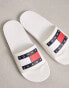 Tommy Jeans flag logo pool sliders in white 40 - фото #8