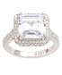 ფოტო #2 პროდუქტის Suzy Levian Sterling Silver White Assher Cubic Zirconia Engagement Ring