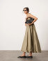 ASOS EDITON cami puff ball maxi dress in khaki