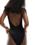 Фото #2 товара Cotton On thin strap low scoop cheeky swimsuit black