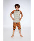 ფოტო #1 პროდუქტის Boy Organic Cotton Two Piece Short Pajama Set Caramel Printed Rhinoceros - Toddler|Child