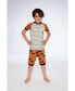 ფოტო #2 პროდუქტის Boy Organic Cotton Two Piece Short Pajama Set Caramel Printed Rhinoceros - Toddler|Child