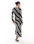 Фото #2 товара New Look long sleeve midi dress in black stripe pattern