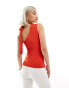 Weekday Iza one shoulder halter top in red exclusive to ASOS