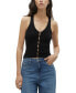 Фото #1 товара Women's Ribbed Sleeveless Button-Down V-Neck Top