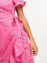 Фото #3 товара Vero Moda Petite wrap mini dress in pink spot print