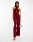 ASOS DESIGN halter cut out tailored jumpsuit in berry