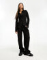 Фото #1 товара In The Style ribbed wide leg trousers co-ord in black