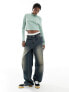 Vans mini mock neck long sleeved crop top in light green