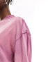 COLLUSION Unisex skater long sleeve pink wash detail t-shirt