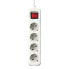 4-socket plugboard with power switch Silver Electronics White