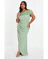 ფოტო #1 პროდუქტის Plus Size Ruffle Bardot Ruched Maxi Dress