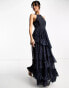 Фото #1 товара Maya Premium embellished tiered maxi dress with frill detail in navy