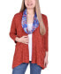 Фото #1 товара Petite 3-Fer Cardigan with Tank and Scarf Top