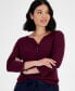 Petite Cotton Knit Henley 3/4-Sleeve Top, Created for Macy's Berried Treasure, PXL - фото #1