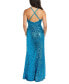 Фото #2 товара Juniors' Sequin Draped Scoop Neck Sleeveless Gown