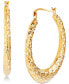 ფოტო #1 პროდუქტის Small Textured Hoop Earrings in 14k Gold