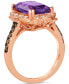 ფოტო #2 პროდუქტის Grape Amethyst (5-1/10 ct. t.w.) & Diamond (3/8 ct. t.w.) Halo Statement Ring in 14k Rose Gold
