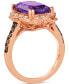 Grape Amethyst (5-1/10 ct. t.w.) & Diamond (3/8 ct. t.w.) Halo Statement Ring in 14k Rose Gold