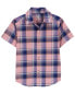 Фото #10 товара Toddler 2-Piece Plaid Button-Down Shirt Pull-On French Terry Shorts Set 2T