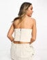 Mango cropped corset top in light beige