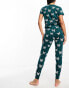 Threadbare butterfly print t-shirt and trousers pyjama set in green