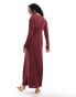 Фото #2 товара ASOS DESIGN long sleeve maxi dress with ruched side in mulberry