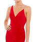 ფოტო #3 პროდუქტის Women's Asymmetrical Pearl Strap V-Neck Gown