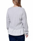 Фото #2 товара Petite Long Sleeve Two-Fer Top with Gathered Inset