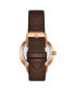 ფოტო #3 პროდუქტის Mens Brown leather strap Quartz Brown dial Rose Gold case Red yellow and green hands