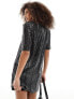 Фото #7 товара JDY exclusive sequin long t-shirt in silver & black