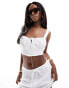 Фото #1 товара Kaiia linen look tie front crop top co-ord in white