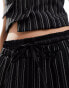 Reclaimed Vintage wide leg pull on pinstripe trouser with satin waistband detail