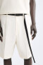 100% linen irregular textured bermuda shorts