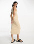 Фото #4 товара ASOS DESIGN ribbed scoop neck vest midi dress in stone