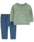 Baby 2-Piece Apple Sweater & Denim Pant Set 9M