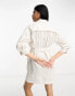 Фото #4 товара ASOS DESIGN linen utility batwing shirt mini dress with nipped in waist in ivory