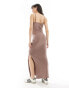 Фото #4 товара ONLY bodycon maxi dress with side split in taupe