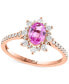 ფოტო #1 პროდუქტის EFFY® Pink Sapphire (7/8 ct. t.w.) & Diamond (3/8 ct. t.w.) Halo Ring in 14k Rose Gold
