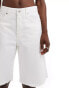 Фото #4 товара Mango longline denim raw hem shorts in white