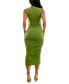 Ruched Front-Cutout Mock-Neck Dress