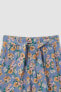 Kız Çocuk Culotte Çiçek Desenli Kapri Boy Pantolon