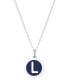 Mini Initial Pendant Necklace in Sterling Silver and Navy Enamel, 16" + 2" Extender